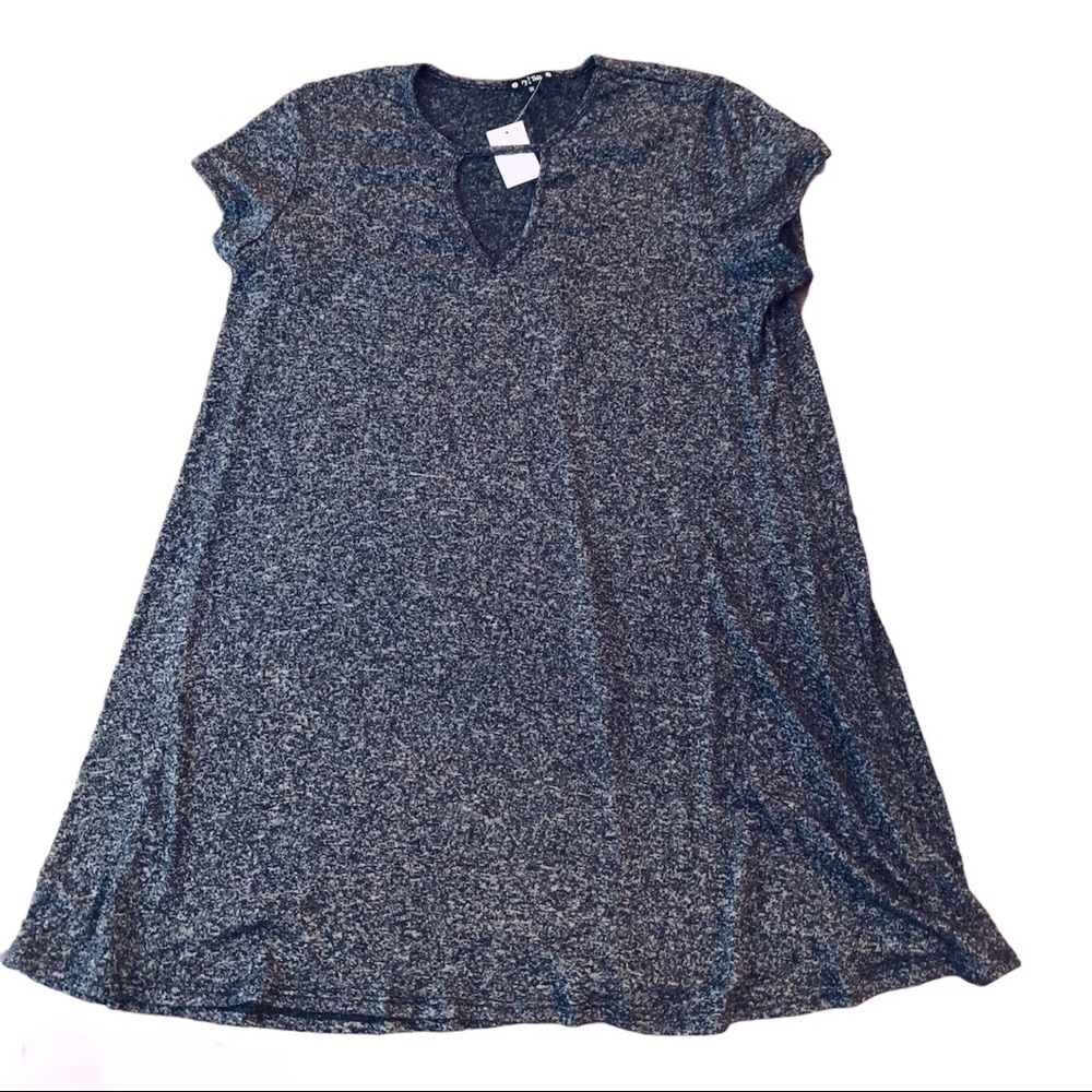 TRY!THIS | Charcoal V-Cut Neck Tunic Dress | 1X